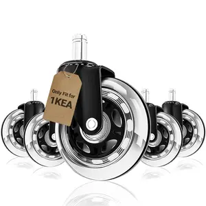 3" Office Chair Caster Wheels with 10mm Stem 1KEA ONLY, Heavy-Duty Rubber Chair Casters Replacement Set of 5, Desk Chair Wheels, Quiet & Smooth Rolling for  Floors (Hardwood, Carpet)