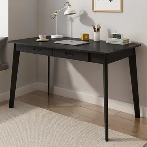 39”/ 47” Home Office Desk with 2 Drawers, Writing Table with Wood Legs, Computer Desk Rectangular Desk for Home Office Living Room Bedroom