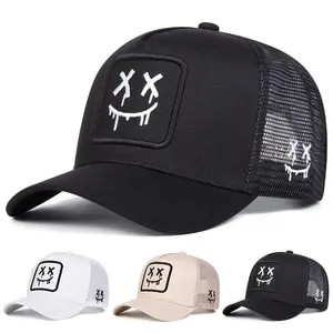 Unisex XX Smiling Face Embroidery Baseball Net Caps Spring and Summer Outdoor Adjustable Casual Hats Sunscreen Hat
