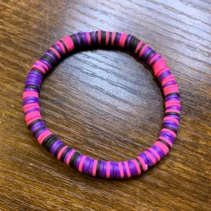 Midnight Candy Heishi Bracelet Polymer Clay Bracelet Black, Neon Pink & Lavender Fashion Accessory