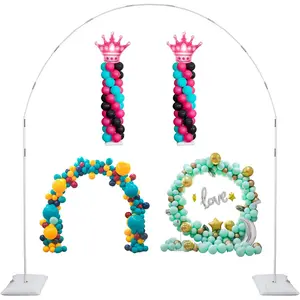 Balloon Arch Stand, 7.5ft Large Round Backdrop Frame, Adjustable Half Circle Arch, 2 set  Metal Ballon Column Kit with Base 3IN1 for Birthday, Wedding, Graduation, Shower Party
