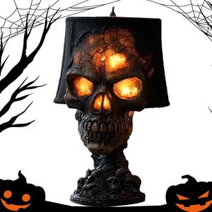 halloween lava skull lamp handmade volcanic rock night light, spooky home party garden decoration, create mysterious dark atmosphere