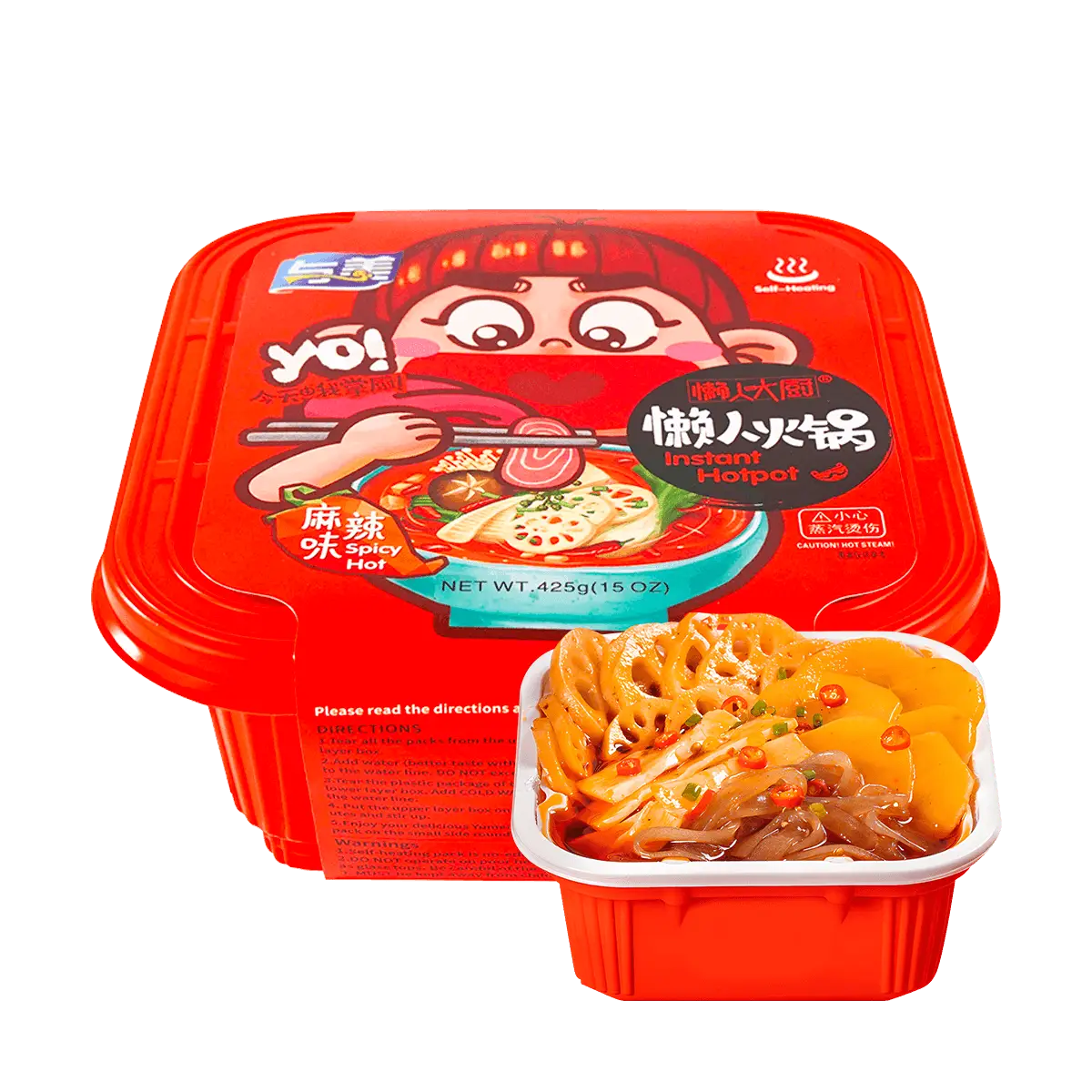 YUMEI Self-Heating Instant Hot Pot Self Heating Hot Pot - Spicy Flavor, 15oz【Trending on TikTok】 Food Vegetable