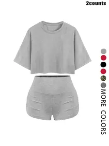 Women's Camo Crop Top & Shorts Set, Sexy Summer, Fitted Polyester Fabric, Casual Fashion for Outdoor Activities