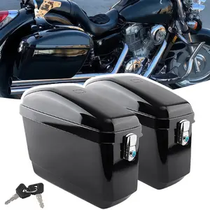 2-Pack Universal Hard Motorcycle Side Cases, Standard Version with Lock & Mounting Brackets| Fits Yamaha, Honda Shadow, Suzuki, Kawasaki Vulcan, Victory Viking Cruisers| Luggage Storage Solution #Valentines Gift#GiftFor
