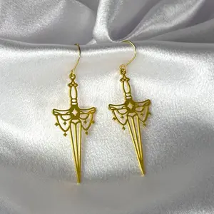 Lethal Handmade Earrings  for Women Stainless Steel Hypoallergenic Tarnish Resistant Dreamy Sword Pendant