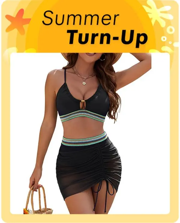 BMJL Mesh Color Block High Waisted Swimsuits Womens Tummy Control Bikini Sets   #SwimWeek #Summervibes