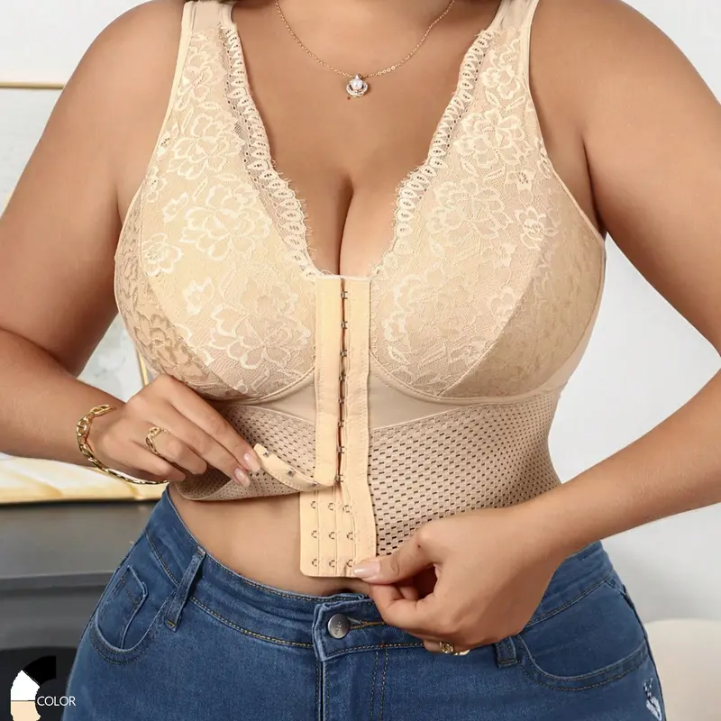 Multi-functional Shaping Bra Designed for Plus-Size Women Front-Closure Push-Up Bra Cup Supports Wire-Free Posture-Correcting Bra with Tummy-Control Shaping Everyday Underwear Comfort Underwear Shaping Tops Women's Apparel