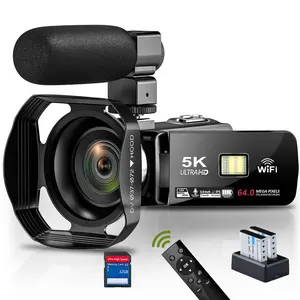5K 64MP Video Camera with Touch screen Infrared Night Vision and WiFi, 18X Zoom camcorder Includes Microphone and 32GB SD Card Dual Lens camcorder digital video outdoor recorder