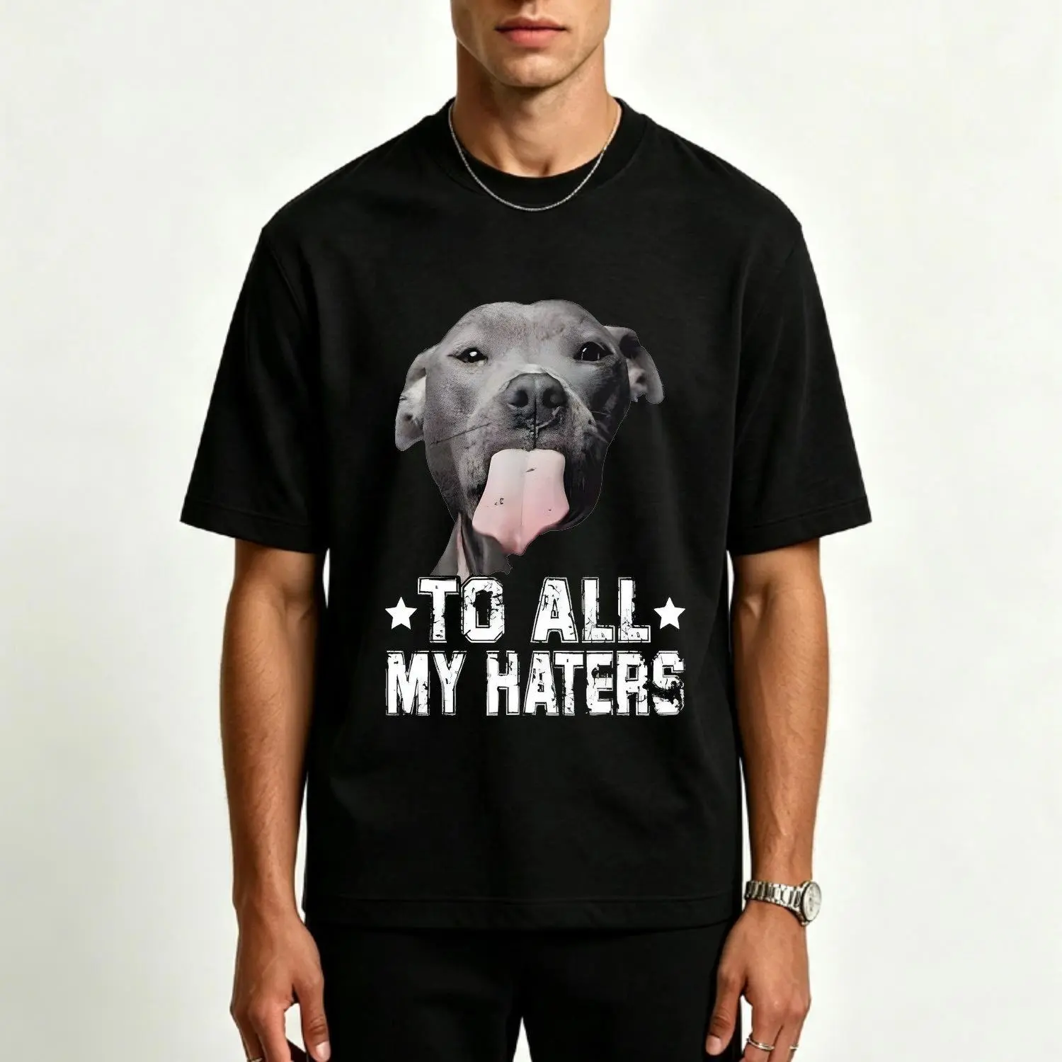 Men's Casual Graphic T-shirt Featuring Funny Pitbull Design Animal Lover Streetwear Tee