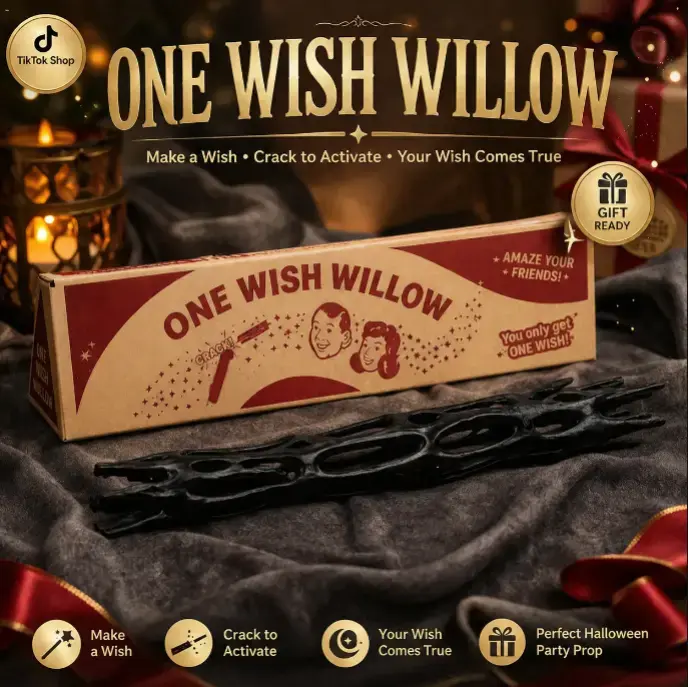 One Wish Willow - Fun Magic Wish Stick Novelty Gag Gift, 3D Printed Replica Wish-Making Snap Stick with Box, Breakable Magic Snap Sticks, Novelty Collectible Props, Halloween Decoration