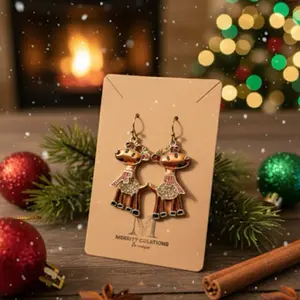 Merritt Creations Festive Reindeer Dangle Earrings Enamel Holiday Jewelry for Christmas Decor