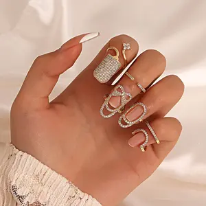 6PC Geometric Open Nail Ring Set - Exquisite Manicure Design with Temperament-G2
