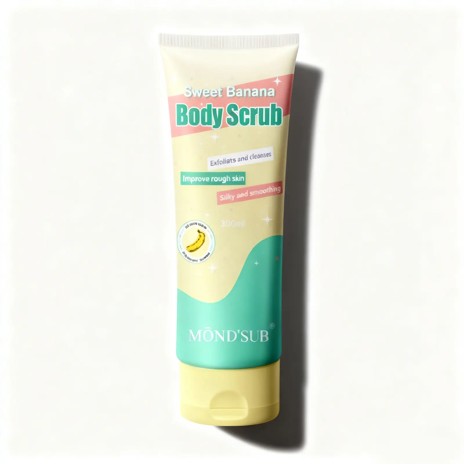 Gentle Exfoliating Body Scrub, Daily Smoothing Cream Cleanser for Body Care with Banana, Berry & Milk Scents, 200ml, Peel Body Scrubs