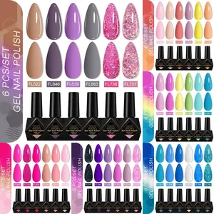 FOURLILY 6Pcs Gel Nail Polish Set, 6Pcs Valentine's Day Gel Nail Polish Set, Neon, Glitter, Uv Light Gel Polish, Soak Off UV LED Gel for DIY Manicures, Nail Art, Long-Lasting Nails, Matte/Glossy Nails, Perfect for Date Night & Galentines Gifts 2026