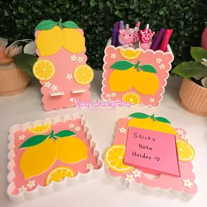 Lemons Desk Decor, Pen Holder, Sticky Note Holder, Office Decor, Desk Setup, Phone Holder, Jewelry Tray