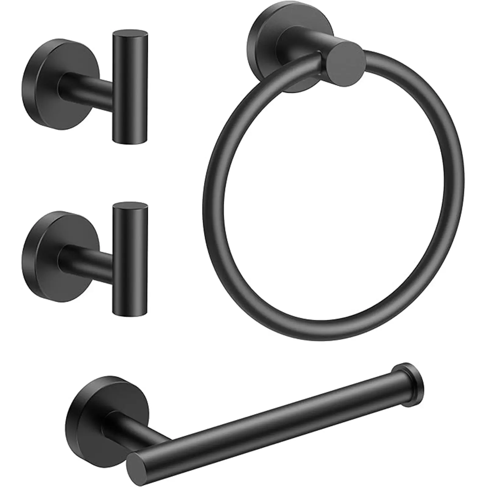FORIOUS 4-Piece Heavy Duty SUS304 Stainless Steel Interior Bathroom Decor Set - Round Modern Toilet Paper Holder, Hand Towel Ring, Decorative Towel Hooks with Installation Kit, Scratch-Free Shine Home Bathroom Supplies homeessentials, Drywall Anchors