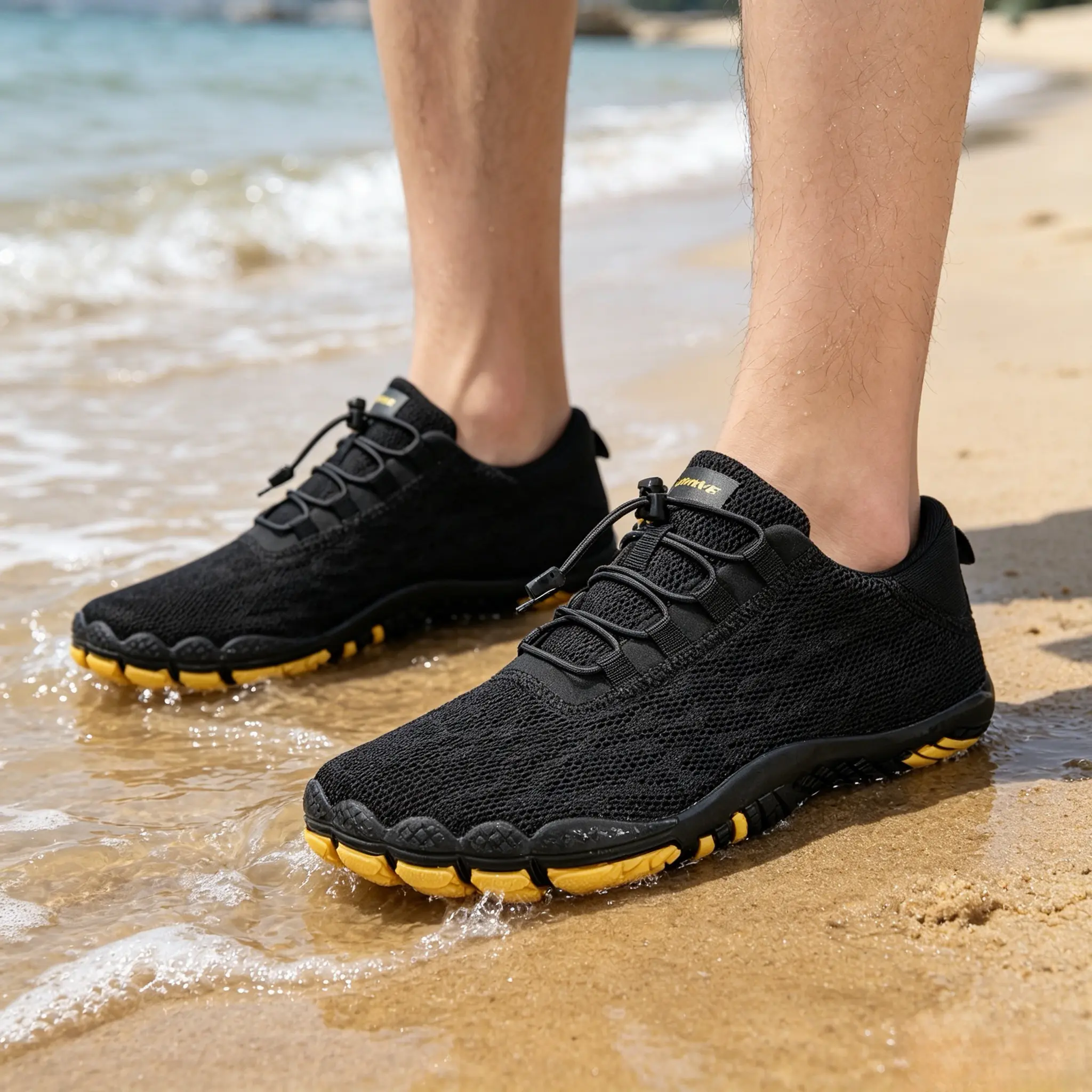 New Men's 5 Wide Toes Barefoot Water Shoes Outdoor Breathable Quick-Drying River Shoes Suitable for Beaches, Surfing, and Creeks