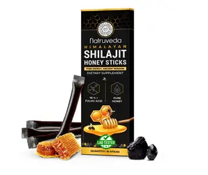 Natruveda, Himalayan Shilajit Honey Sticks for Men & Women - 75%+ Fulvic Acid & Trace Minerals - Raw Honey, Saffron & Himalayan Shilajit Resin - 10 Sticks Pack