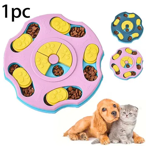 1 Count Paw Design Dog Puzzle Slow Feeder, Interactive Treat Dispenser Toy for Dogs and Cats, Non-Slip Pet Training Puzzle Toy, Helps Reduce Boredom, Works with Kibble and Puree, Easy to Clean