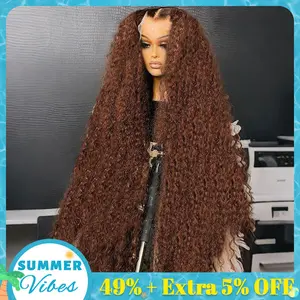 [New In] Bling Hair 13x6 13x4 Chocolate Brown HD Lace Front Wig Human Hair Wigs for Black Women 180% Denisty Deep Wave Lace Frontal Wigs Curly 4# Pre Plucked with Baby Hair Colored Wig #Summervibes