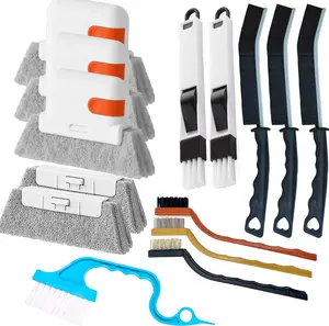 Window Track Cleaner Tools Set - 14 Pcs Window Groove Cleaning Brush Kit, Crevice Cleaning Brush for Sliding Door, Shutter, Sill, Tile Lines, Sink