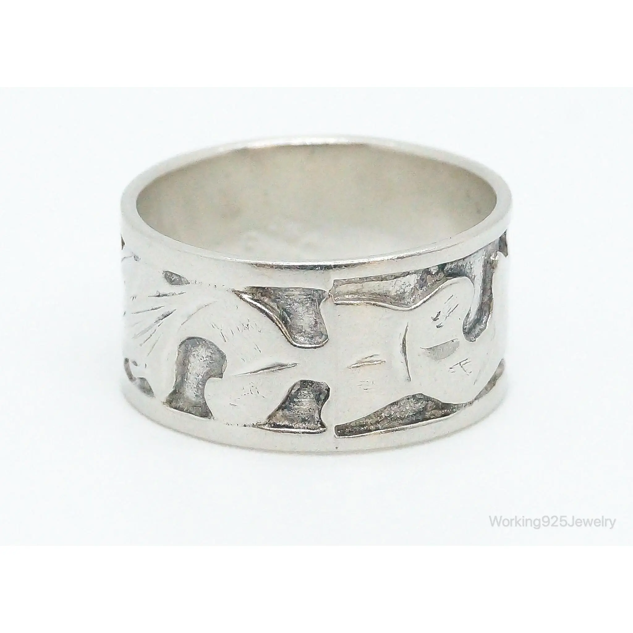 Vintage Mexico Sterling Silver Band Ring - Size 7