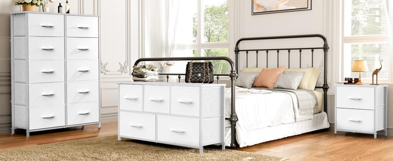 【Deal】Cupboards Cabinets Dresser - Fabric Storage Tower with 10 Drawers, Bedroom Organizer, Chest of Drawers with Fabric Bins