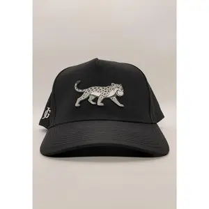 Black Jaguar Golf Performance Hat - Animal Graphic Black Patch Hat with Graphic Design, Animal Graphic Hats, Black Patch Hats