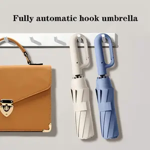 Ring Buckle Automatic Umbrella, Reflective Safety Strips, Durable Windproof, Reverse Auto Open, Travel Portable, Compact Foldable, Windproof Folding Umbrella