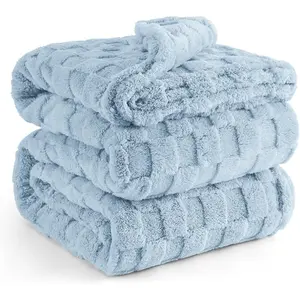 Light Brown Fleece for Couch - Super Queen Blankets for Women, Cute Small for, 90x90 Inches