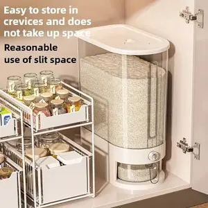 Plastic Rice Dispenser with Measuring Cup - Upgraded Version with Built-In Insect Repellent Box, Transparent Color, Lid-Equipped Multi-Functional Durable Reusable Home Kitchen Storage Container tiktokshopspringglowup