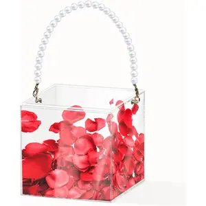 Flower Girl Basket,Wedding Basket,Petals Basket with Ribbon,Acrylic Flower Holder for Confetti (Plastic) Pahdecor