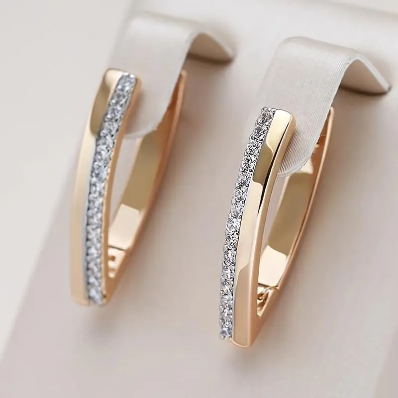 Minimalism sparkling cubic zirconia earrings Golden Earrings Earrings Ear hook earrings Statement earrings ear clip Hoop earrings bride engagement commitment elegant earrings christmas jewelry High quality Fine Women's jewelry