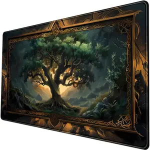 Mystical Green Tree Large Gaming  Pad Forest Tree of Life Deskpad Mat XXL Extended Gaming Desk Large Mousepad Computer Laptop Keyboard and  Mat, Office Desk Decor Pad 31.5x15.8 in