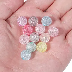 50-100PCS Round Crackle Beads DIY Bracelet Necklace Acrylic Beads For Jewelry Making Loose Spacer Bead