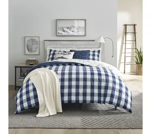 Eddie Bauer Lakehouse Plaid Blue Cotton Twin Comforter Set