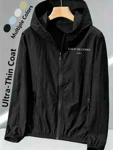 Womens Hooded Skin Coat with Lago Di Como Print Loose Slim Fit Comfortable Breathable Lightweight QuickDrying SkinFriendly for Daily Commute Casual Outings Outdoor Trips Multiple Colors AllSeason Versatile Jacket Coat