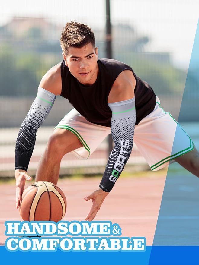 5 Pairs Arm Sleeve UV Sun Protection Sleeves Cooling Sports Sleeve Anti Slip Ice Silk Warmers Arm Covers for Men #backtoschool Women