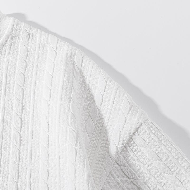 Men's Cable Knit Pattern Round Neck Sweatshirt, Solid Color Casual Loose Long Sleeve T-Shirt, Made from High-Quality Fabric Comfortable Base Shirt, Home Wear Daily Wear, Plus Size S-5XL Men's T-Shirt