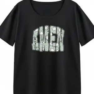 S-6XL Cozy "Amen" Star Print Long Sleeve | Soft & Breathable Graphic Tee | Perfect for Daily Wear & Church Outfits | Vintage Aesthetic Worship Top for Women KT1109