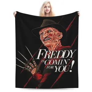 Freddy Krueger themed printed flannel blanket, soft and comfortable, suitable for all seasons, suitable for sofa bed, office, travel