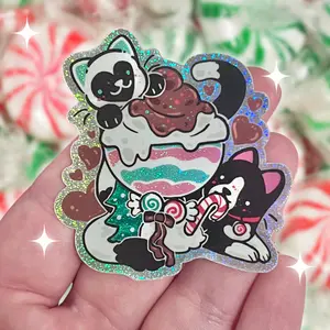 Minty Sundae Kitties ~ Pixie Dust Glitter Sticker