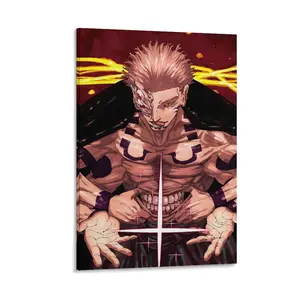 Stylish Ryomen Sukuna Canvas Poster with A Nostalgic Vintage Anime Cover Canvas Poster Bedroom Decor Sports Landscape Office Room Decor Gift Frames Frame-.
