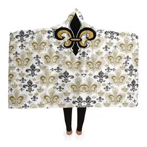 Custom Fleur De Lis Hooded Blanket - Micro-mink Polyester & Ultra Soft Microfiber Fleece Lining