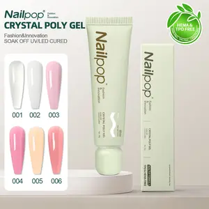 1 Tube/30g 6-Color Crystal Poly Gel – TPO/HEMA-Free, Lightweight & Super Smooth for Easy Extension, Fast UV/LED Curing, Perfect for DIY Nail Art Beginners