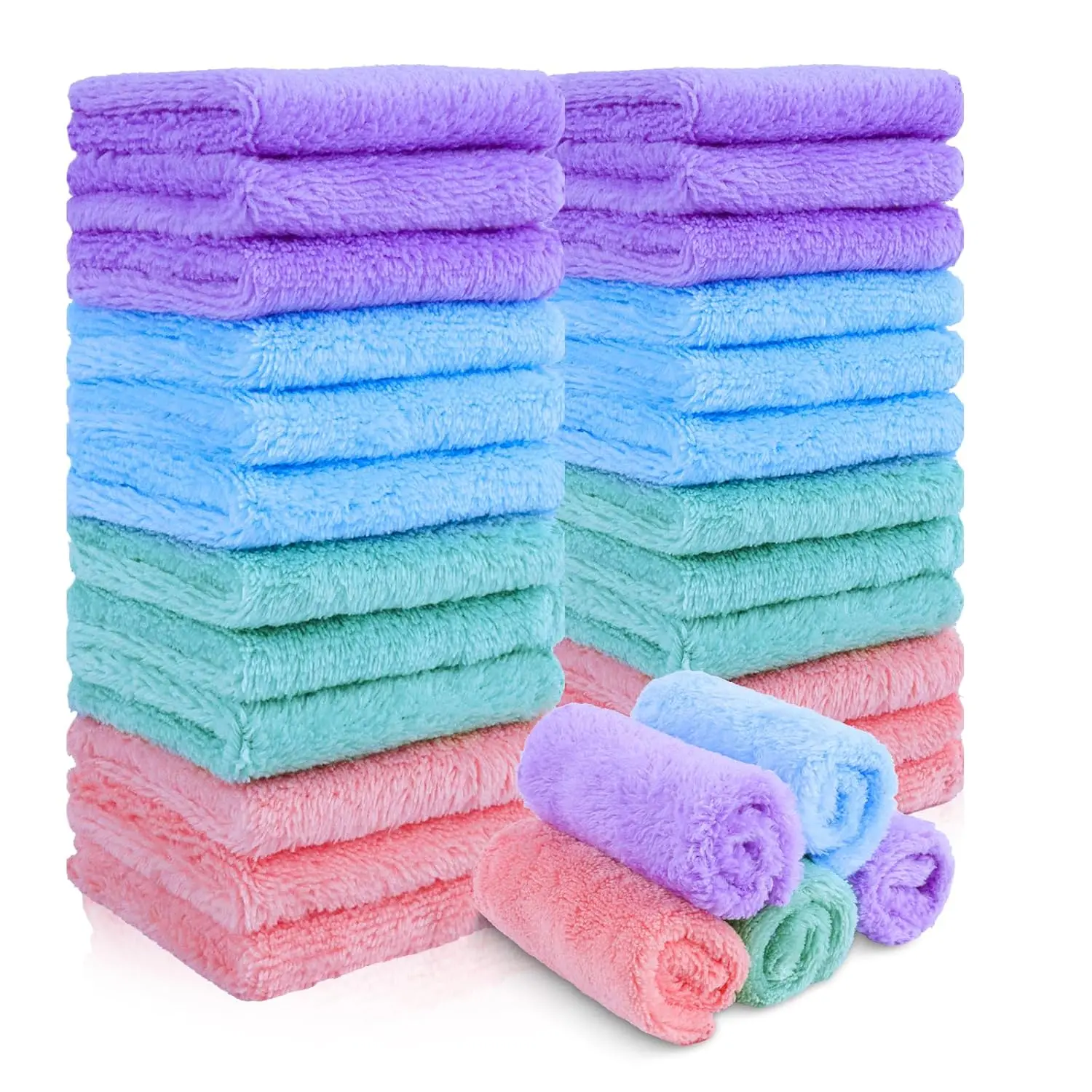 Reusable Makeup Remover Cloths 28-Pack, Super Soft Coral Fleece Microfiber Face Washcloths for Gentle Cosmetics Removal, All Skin Types, 7x7 in, Microfiber Towel, Lightweight, Eco-Friendly, Cleansing, Microfiber Cloth, Gentle Cleanse