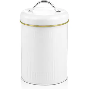 42 Oz Vintage Airtight Coffee Canister Storage Container with Lids, Food Tins with 12 Label Stickers, Kitchen Counter Pantry Organization for Coffee Beans Candy Sugar Cookie Tea