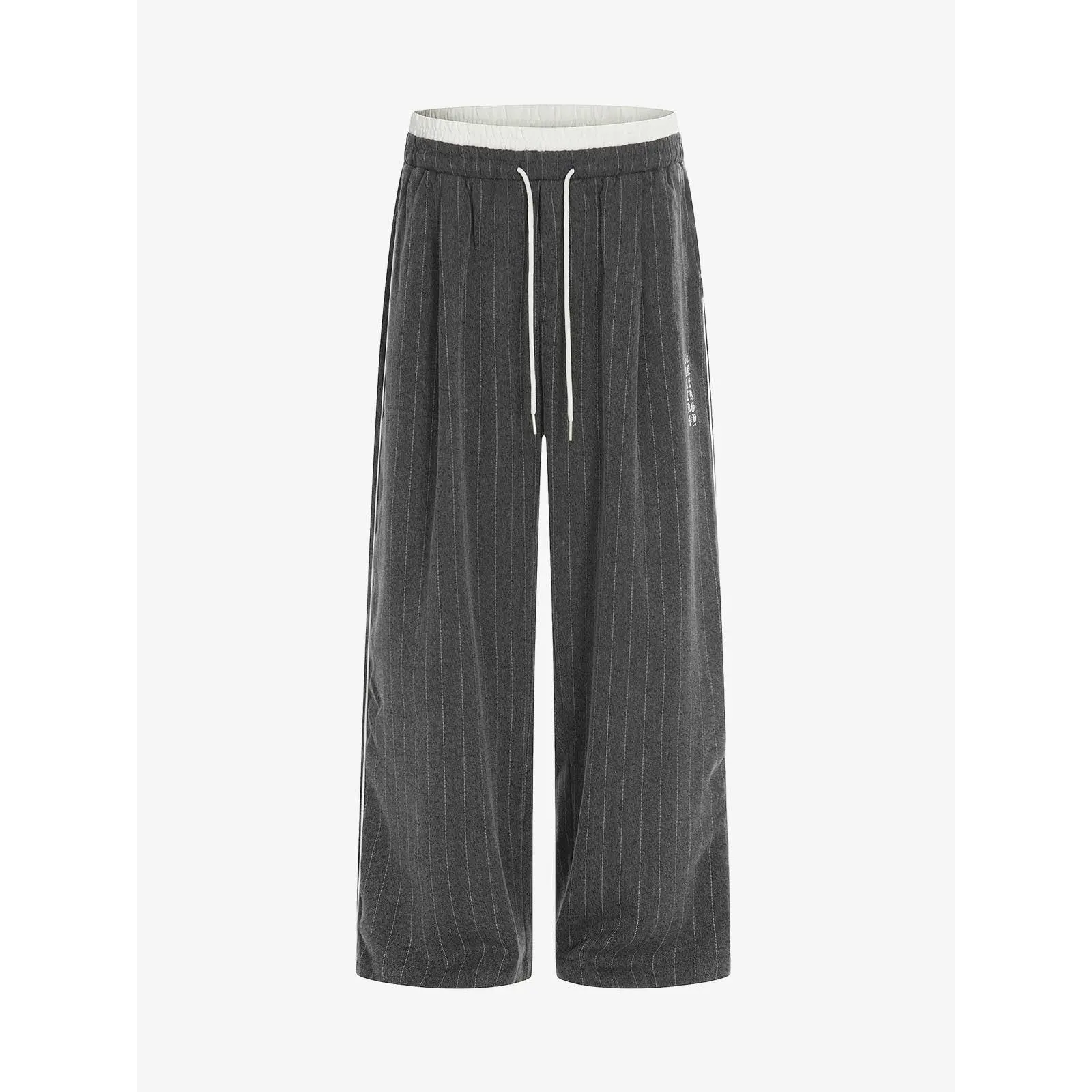 Thesupermade Pinstripe Elastic Waist Wide Leg Pants