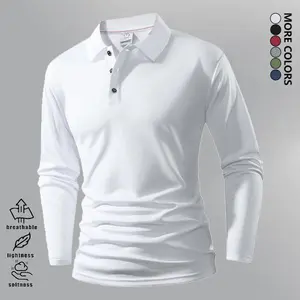 Pack of 1 Men's Long-Sleeve Polo Shirts Solid Colors Mix and Match Versatility for Any Style Travel Business Golf Sport Casual Long Sleeve mens shirts Breathable Lightweight Softness Menswear Overall mens shirts Pullover mens shirts Stylish Tops